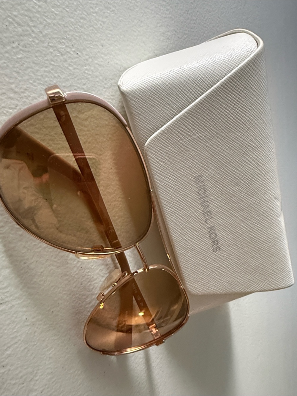 Michael Kors Rose Gold Aviator Sunglasses with Brown Gradient Lenses